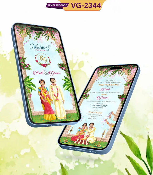 South Indian Wedding Invite Card