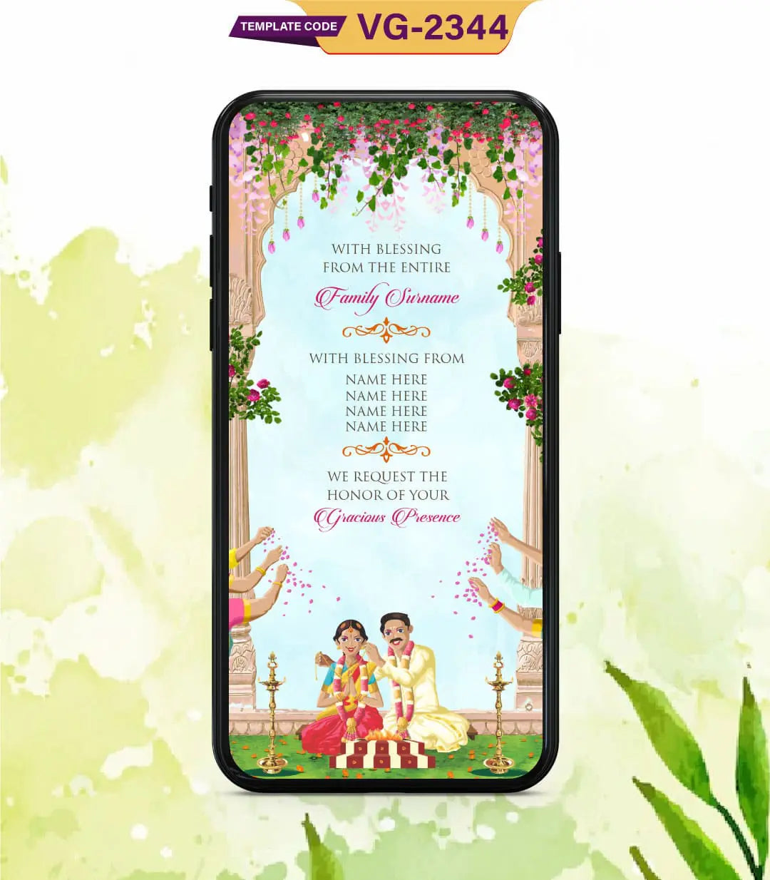 South Indian Wedding Invite Card