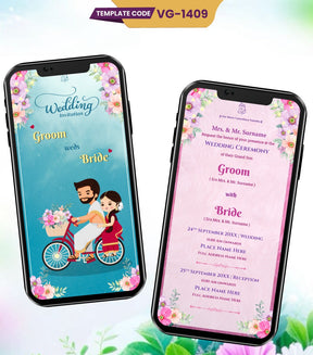 South Indian Cartoon Wedding Invitation