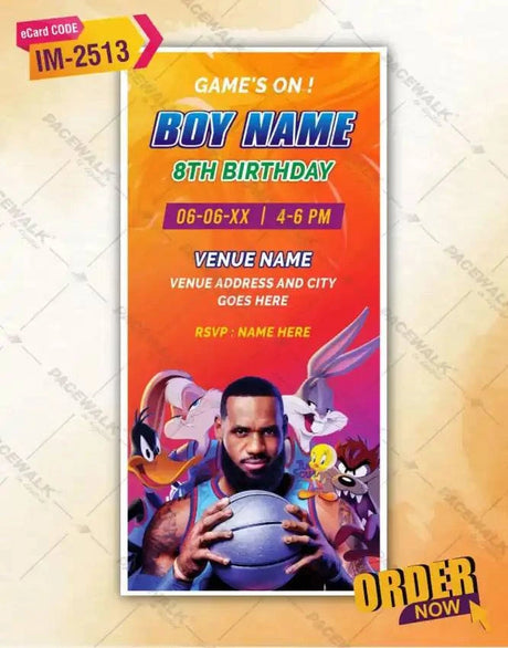 Space Jam A New Legacy Birthday Invitation