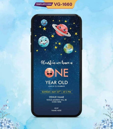 Space Theme Birthday Invitation Card 