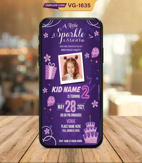 Sparkle & Fun Birthday Party Invitation