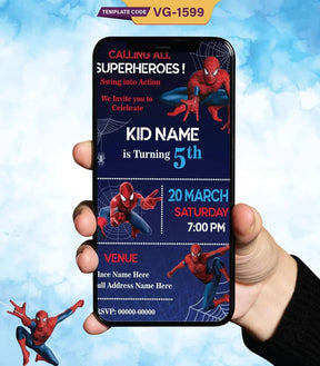 Spiderman Theme Birthday Invitation Card 