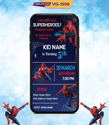 Spiderman Theme Birthday Invitation Card | VG-1599