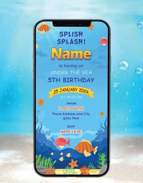 Splish Splash Under The Sea Birthday Invitation