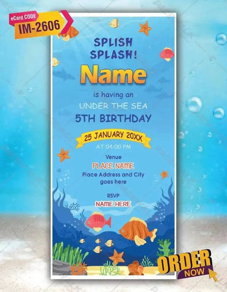 Splish Splash Under The Sea Birthday Invitation