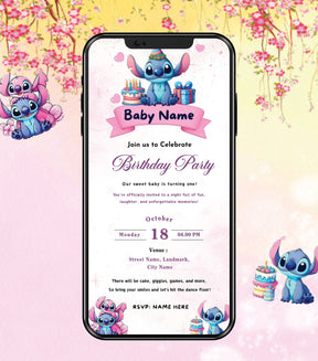 Stitch Baby Party Invitation Card