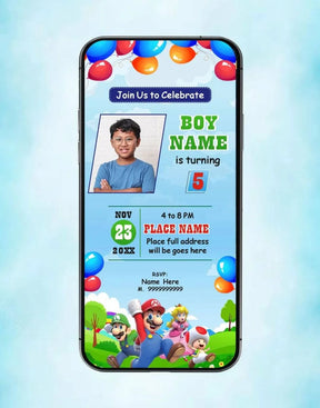 Super Mario Birthday Party Invite