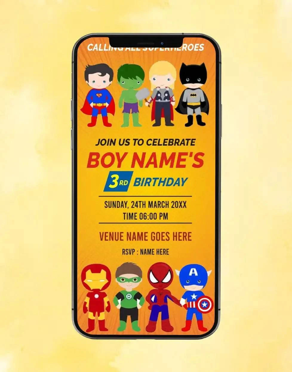 Superhero Birthday Invitation 