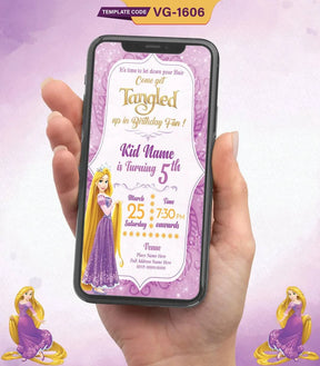 Tangled Themed Birthday Invitation Card