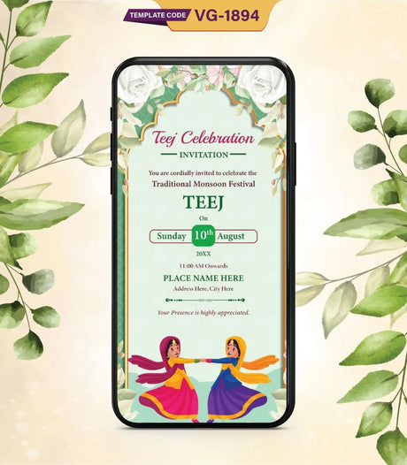 Teej Festival Invitation Card | VG-1894