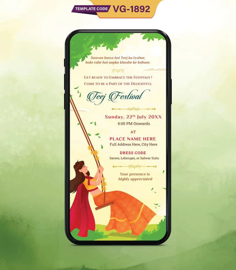 Teej Invitation Card | VG-1892