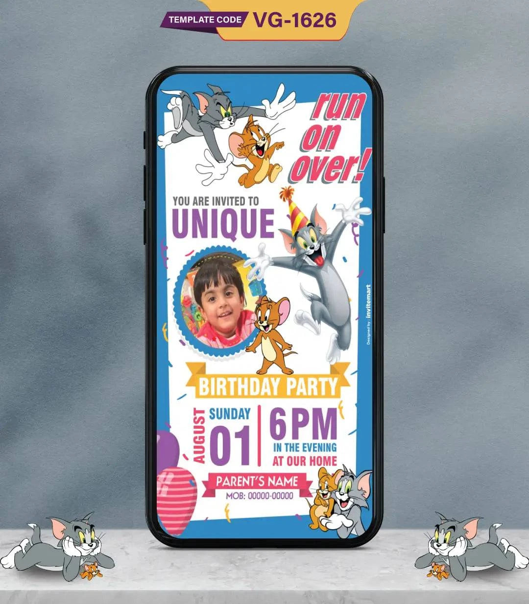 Tom And Jerry Birthday Party Invitation eCard 