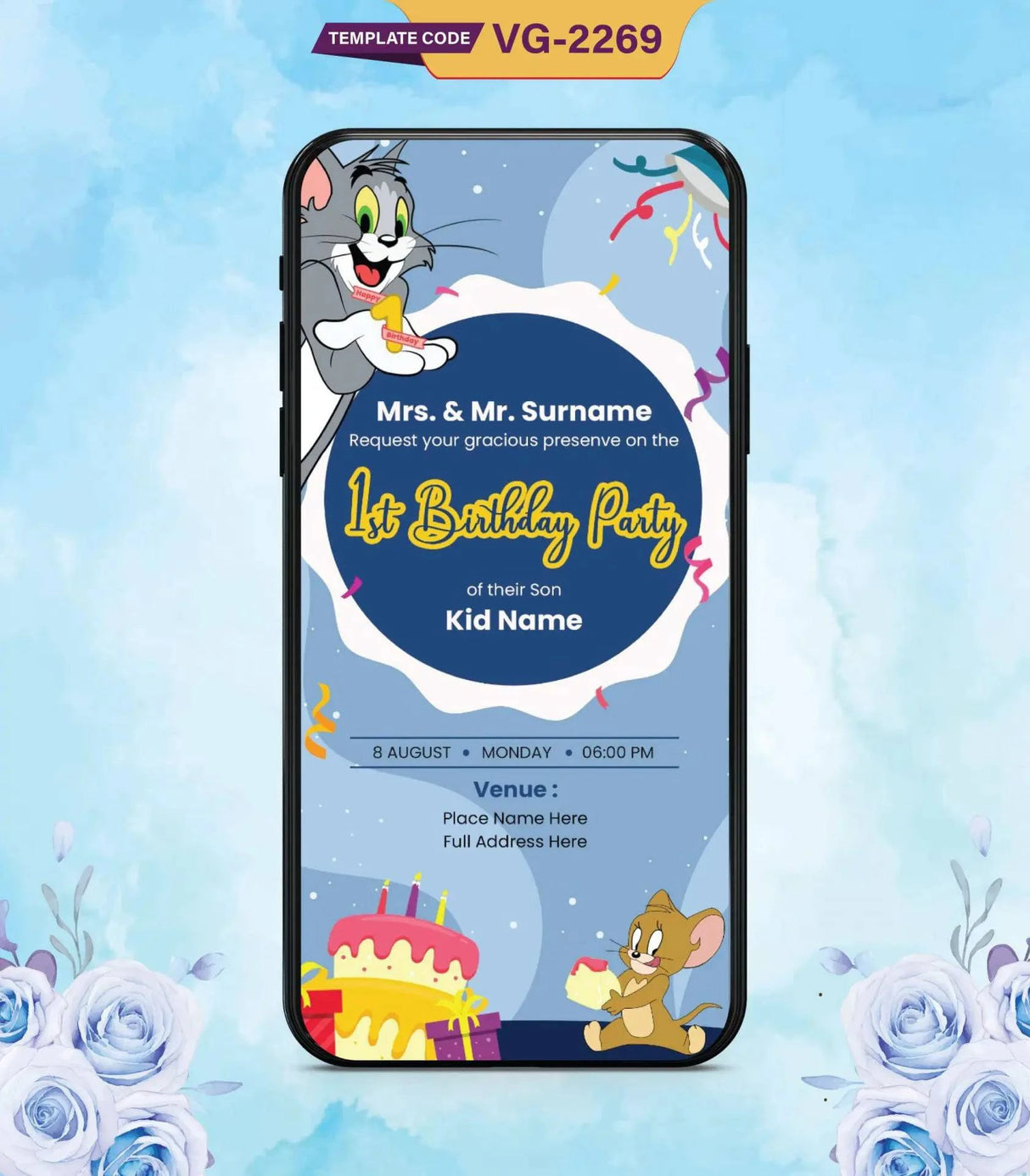 Tom And Jerry Birthday Party Invitation 