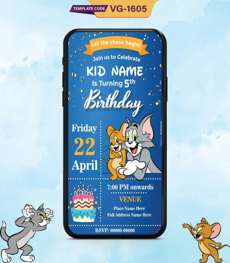 Tom and Jerry Birthday Invitation Card | VG-1605