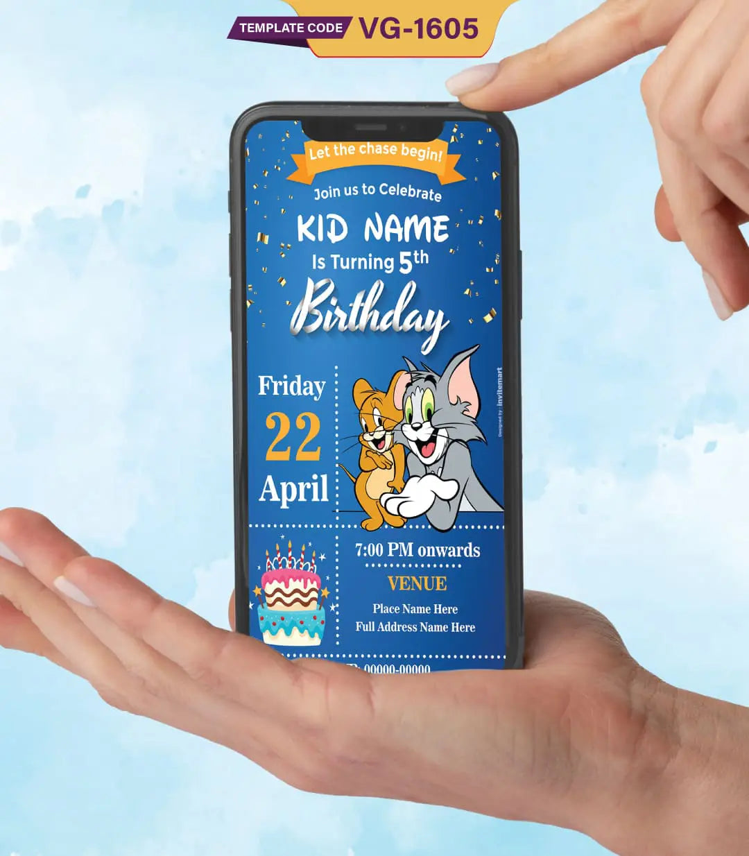 Tom and Jerry Birthday Invitation Card | VG-1605