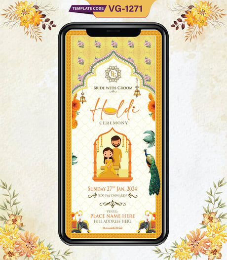 Traditional Haldi Ceremony Invitation Card | VG-1271