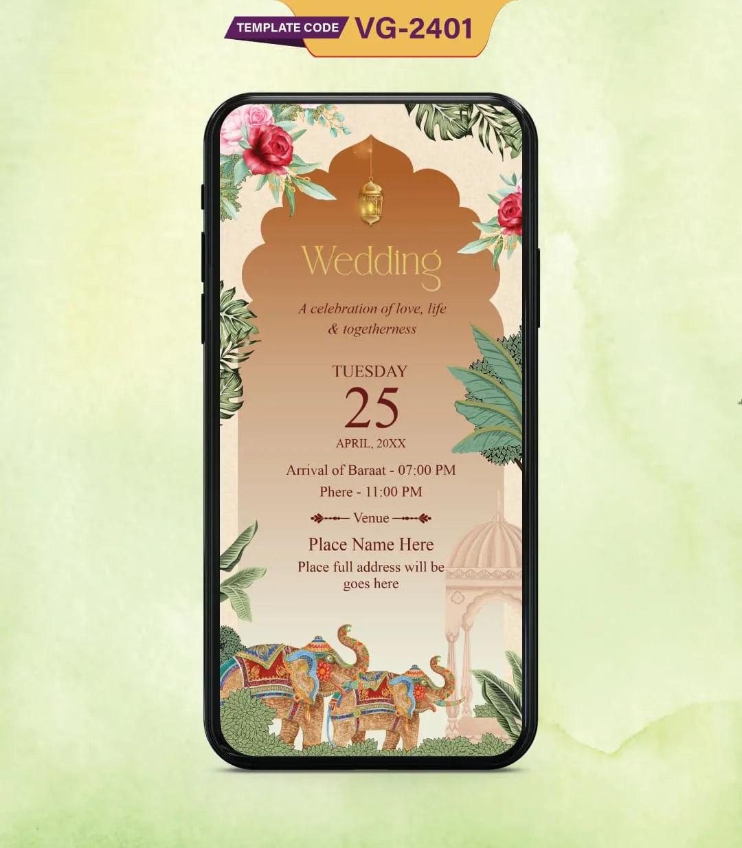 Traditional Indian Wedding Invitation PDF | VG-2401