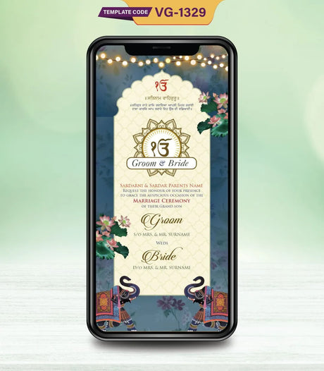 Traditional Punjabi Wedding Invitation Card | VG-1329