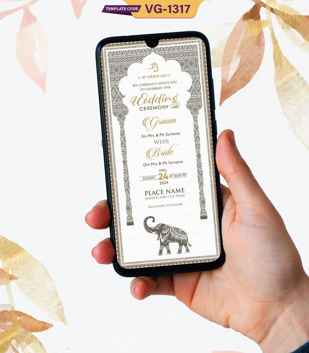 Traditional Wedding Ceremony Invitation Card 