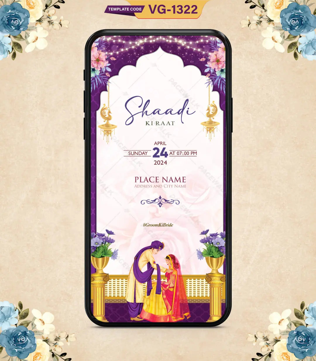 Traditional Wedding Invitation PDF Cards | VG-1322