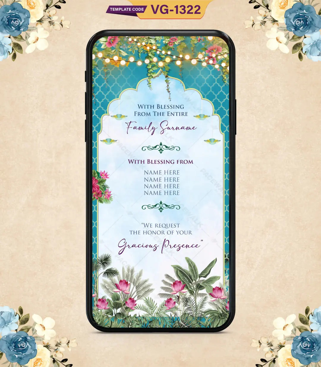 Traditional Wedding Invitation PDF Cards | VG-1322