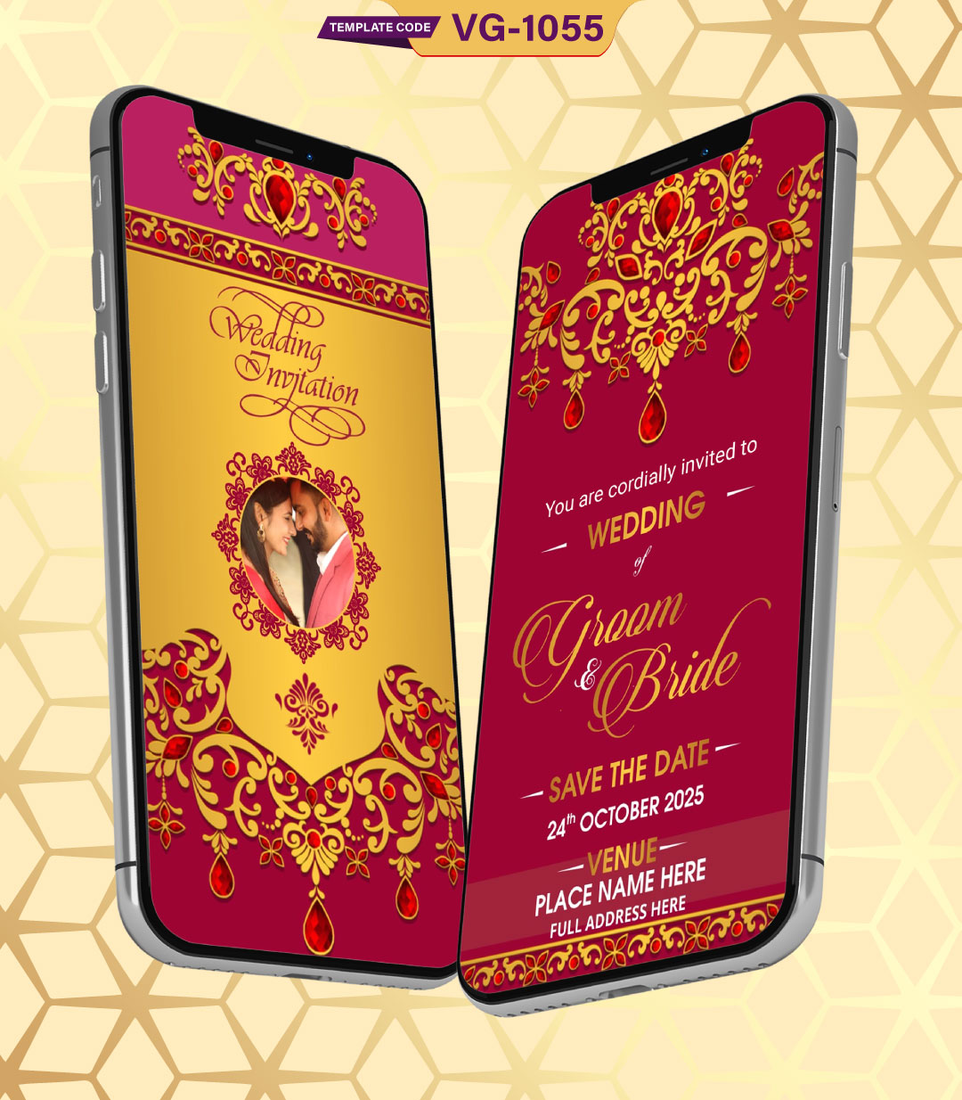 Traditional Wedding Invitation eCards For Whatsapp | VG-1055