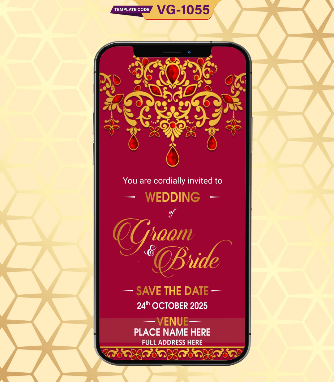 Traditional Wedding Invitation eCards For Whatsapp | VG-1055