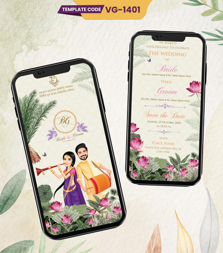 Traditional Caricature Wedding Invitation Card