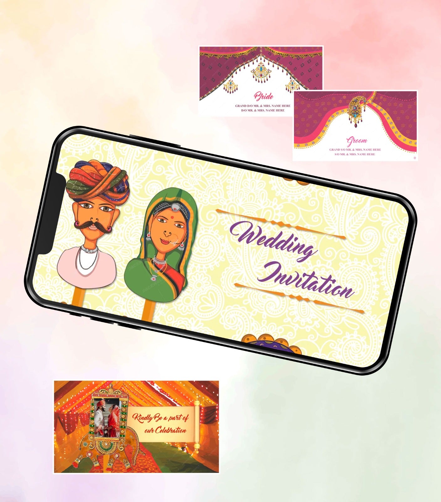 Traditional Rajasthani Marwari Unique Theme Wedding Invitation