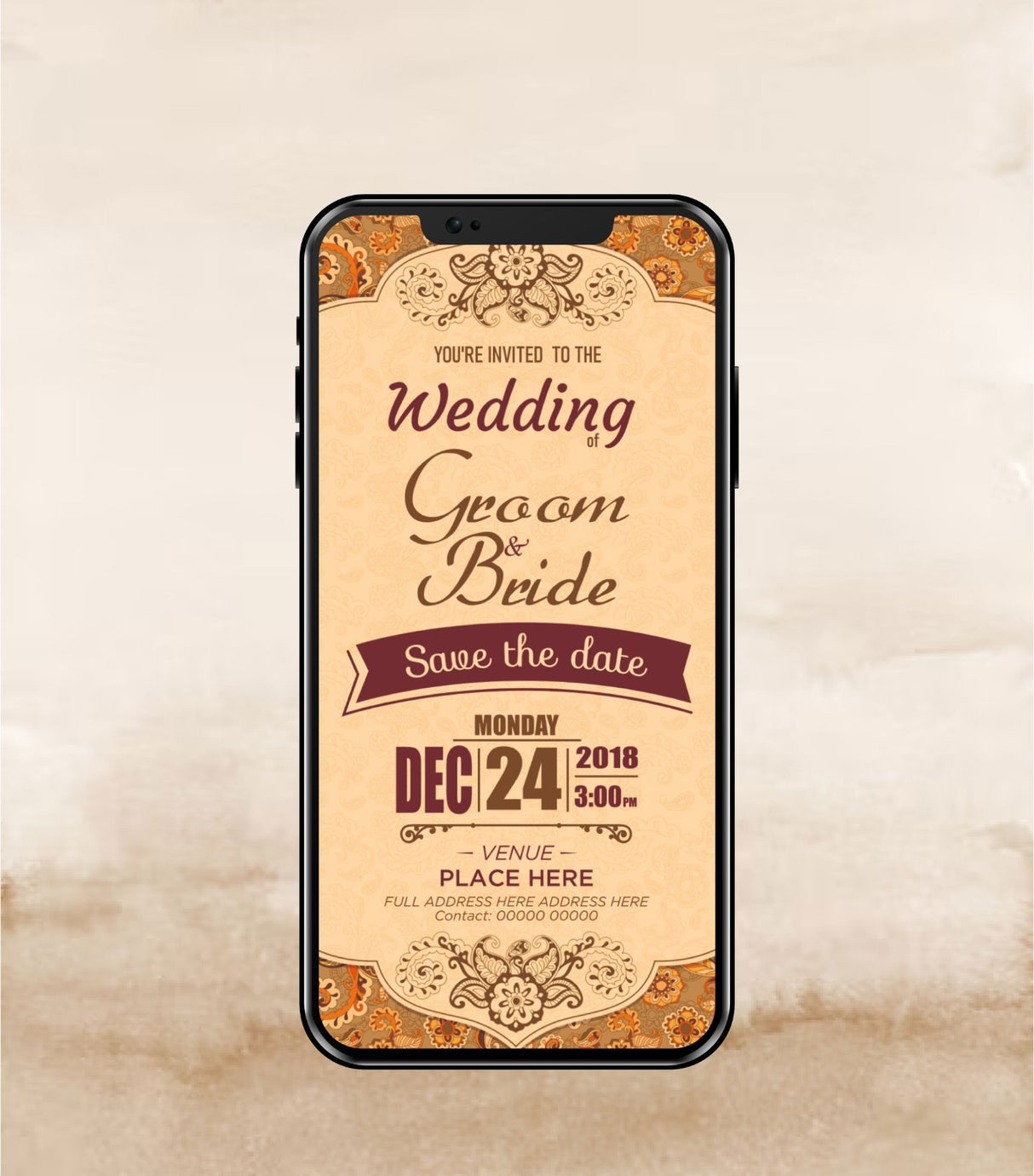 Traditional wedding Invites For Mobile 