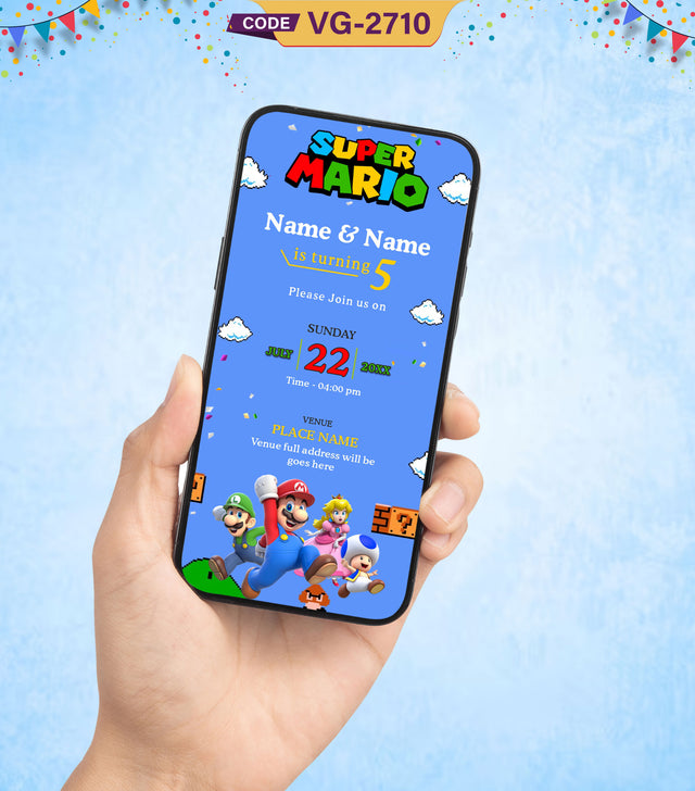 Twin Super Mario and Luigi Birthday Invitation