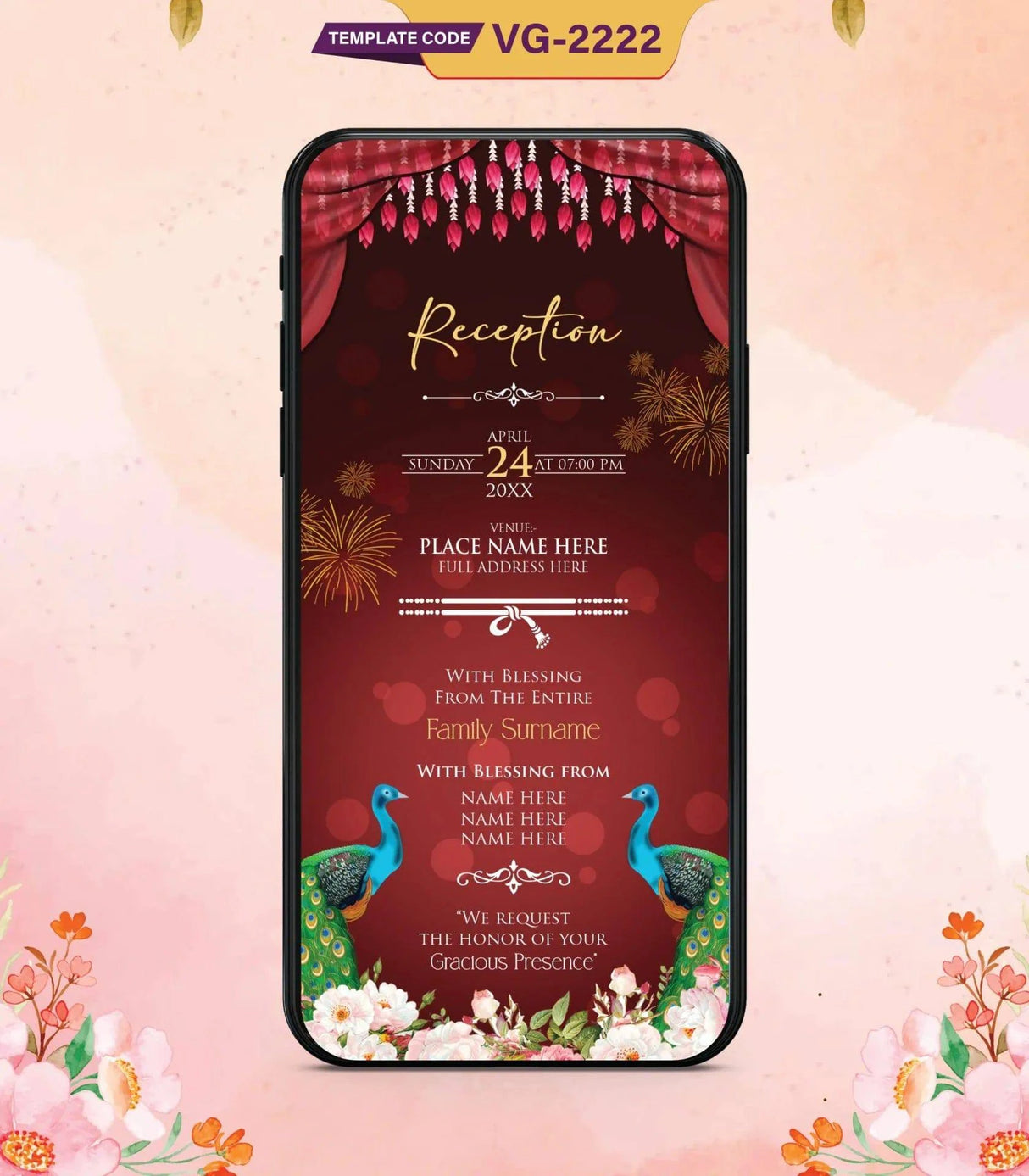 Caricature Jain Wedding Invitation Card | VG-2222