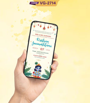 Krishna Janmashtami Invitation Card | Divine Bal Gopal Theme E-Invite | VG-2714 - VideoGiri