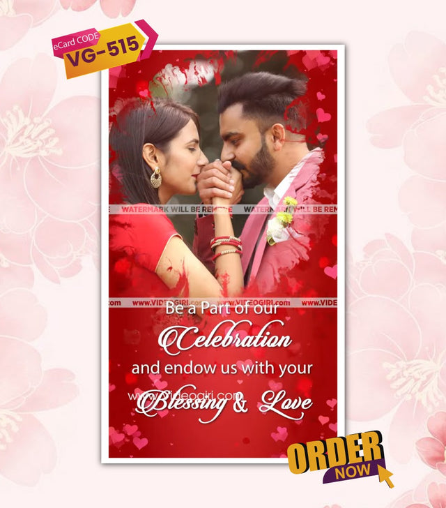 Vertical Floral Wedding Invitation Video