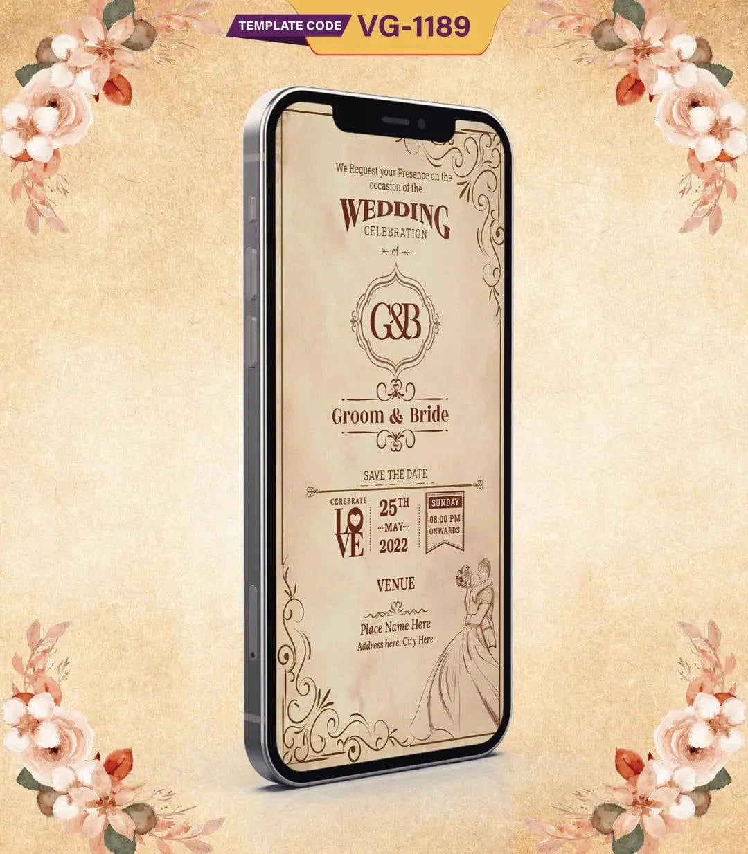 Vintage Wedding Invitation Card