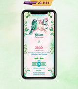 Watercolor Birds Theme Wedding Invitation