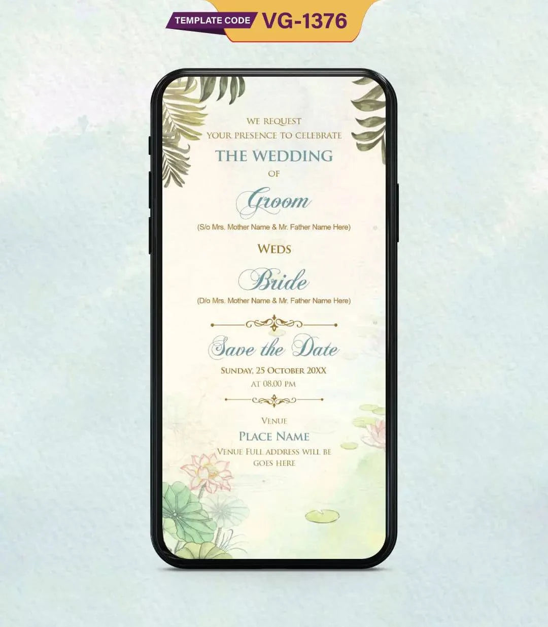 Watercolor Floral Wedding Invitation Card
