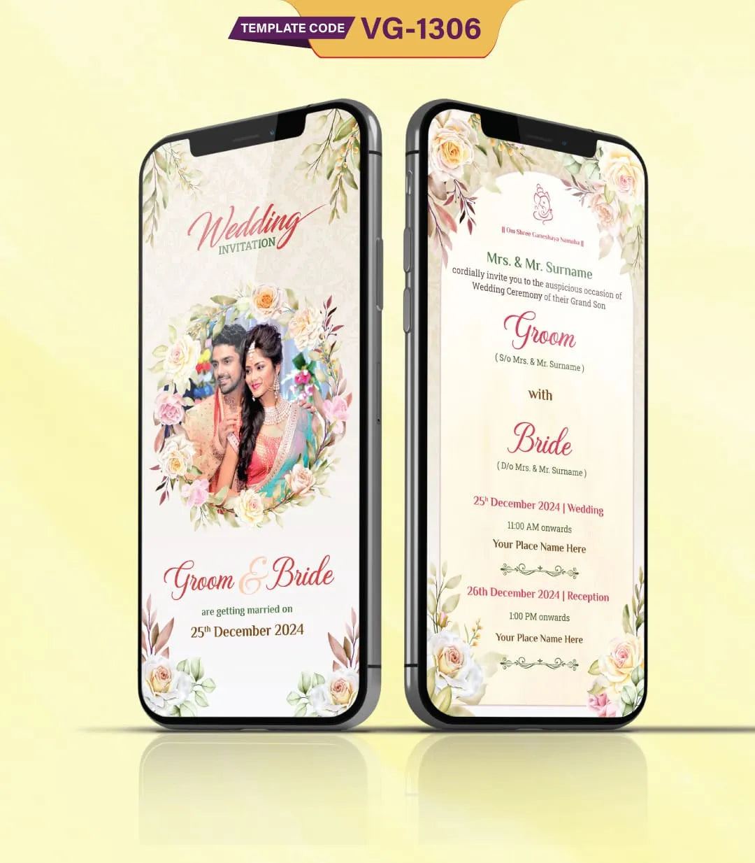 Wedding Invitation Pdf Card | VG-1306