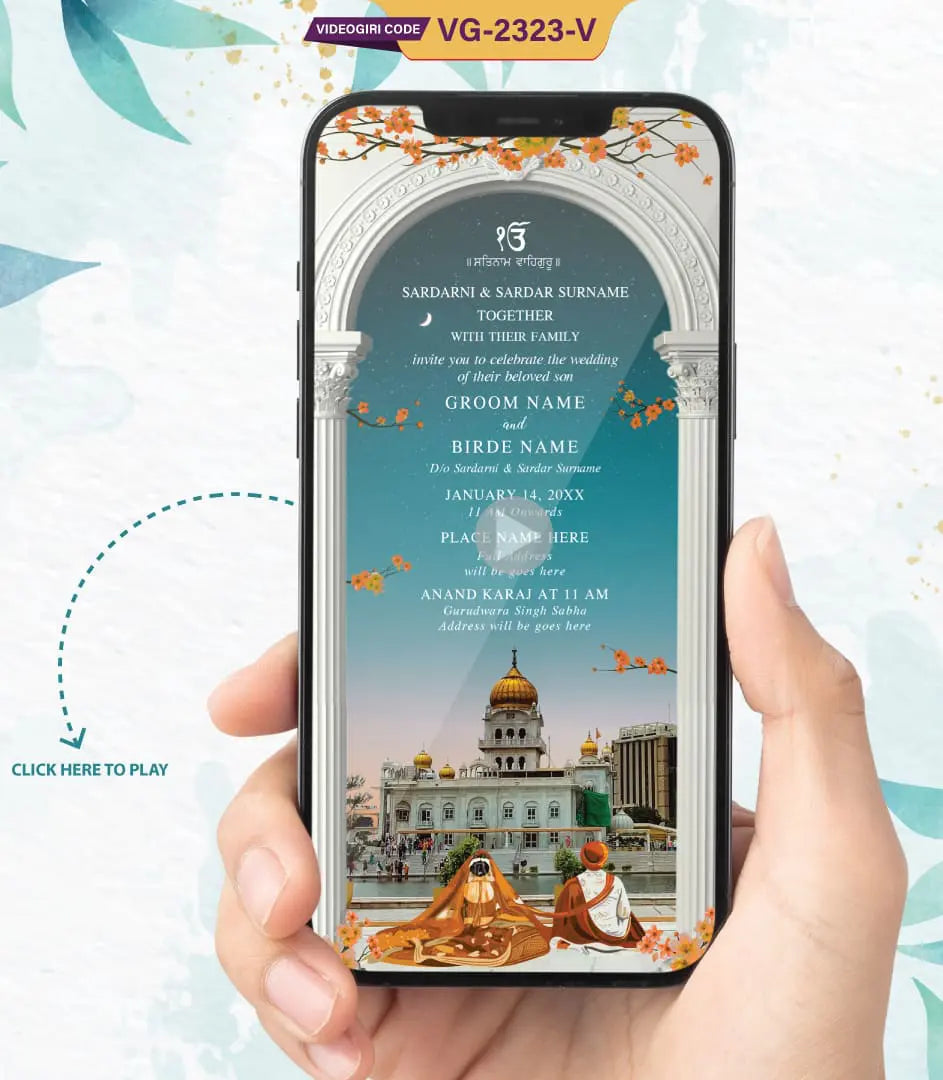 Wedding Sikh Anand Karaj Invitation Video | VG-2323-V