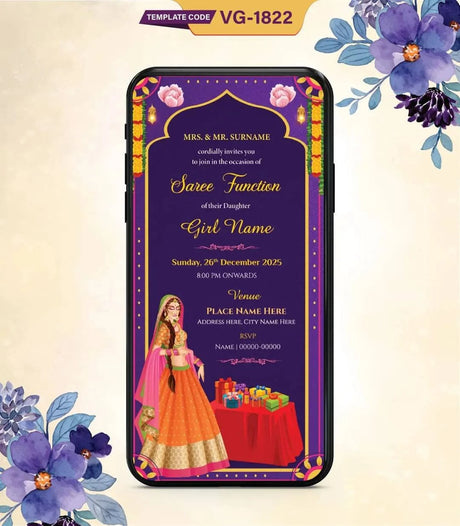 WhatsApp Half Saree Function Invitation 