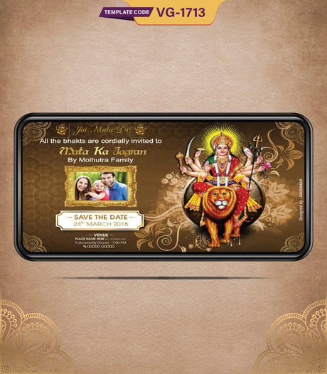 Whatsapp Mata Ki Chowki Invitation Card | VG-1713