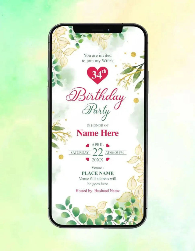 Wife Birthday Invitation