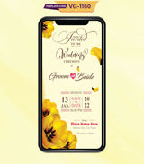 Yellow Floral Theme Wedding Invitation Card