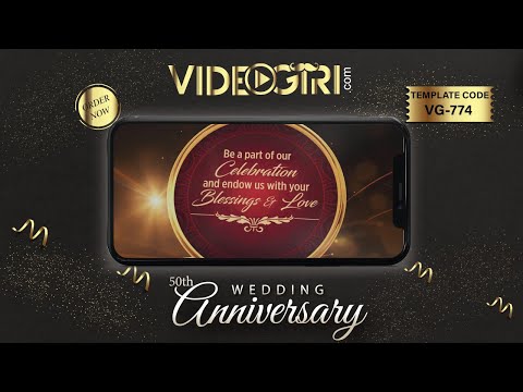 50th Wedding Anniversary Invitation Video | Golden Jubilee Party Invitation | VG-774