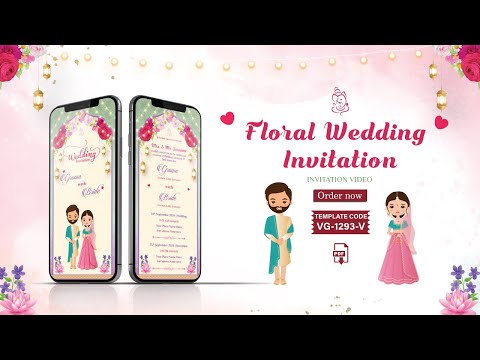 Floral Cartoon Wedding Invitation Video