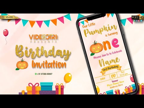 Pumpkin Themed Birthday Invitation Video | VG-816