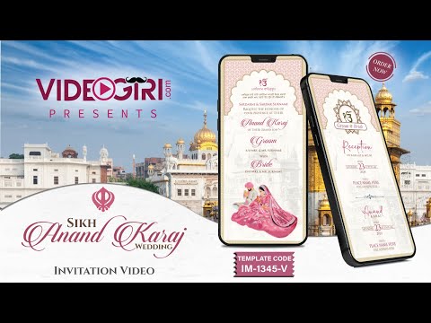 Sikh Anand Karaj Wedding Invitation Video | VG-1345-V