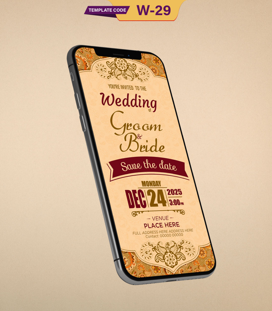 Traditional wedding Invites For Mobile