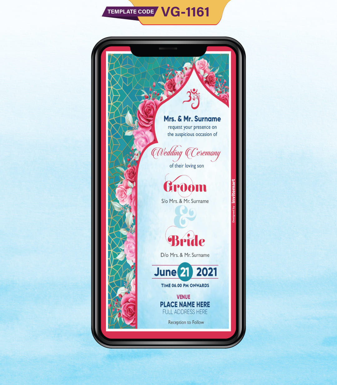 Floral Indian Wedding Invitation Card